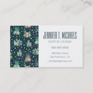 Add Your Name   Geometric Succulents Pattern Business Card