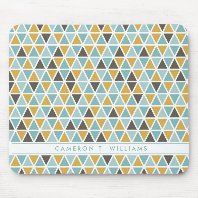 Add Your Name | Geometric Triangle Pattern Mouse Mat (Front)