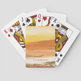Add Your Name   Gilded Amber I v2 Abstract Print Playing Cards