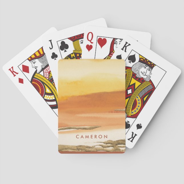 Add Your Name | Gilded Amber I v2 Abstract Print Playing Cards (Back)