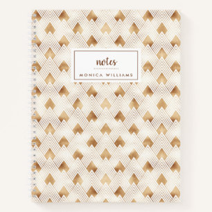Add Your Name   Gold Art Deco Pattern Notebook