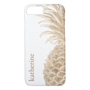 Add Your Name   Gold Tropical Pinneapple iPhone 8/7 Case