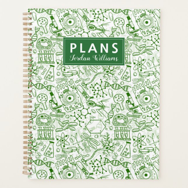 Add Your Name | Green Biology Pattern Planner (Front)