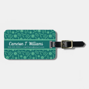 Add Your Name   Green Microbes Pattern Luggage Tag