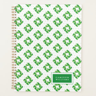 Add Your Name   Green Plaid Tooth Pattern Planner