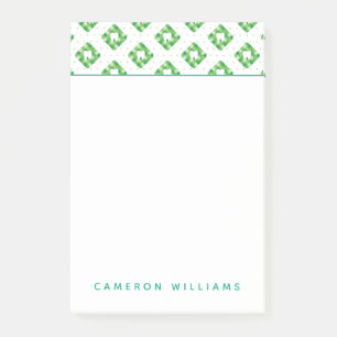 Add Your Name   Green Plaid Tooth Pattern Post-it Notes