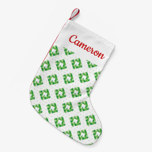 Add Your Name Green Plaid Tooth Pattern Small Christmas Stocking