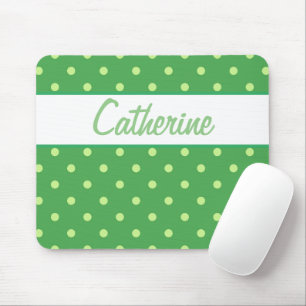 ADD  YOUR NAME  - Green Polka dot Mouse Mat