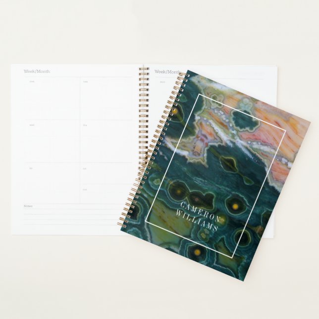 Add Your Name | Green Spotted Ocean Jasper Planner (Display)