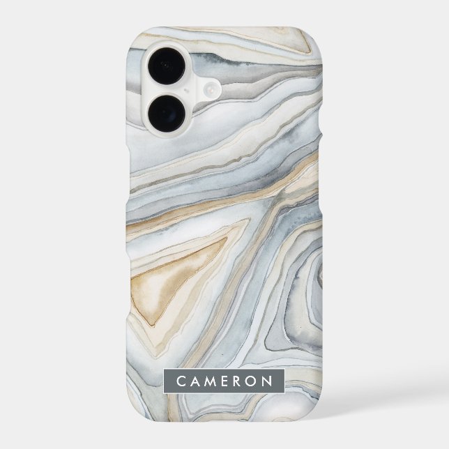 Add Your Name | Grey Marbled Abstract Design (Back)