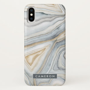 Add Your Name   Grey Marbled Abstract Design iPhone X Case