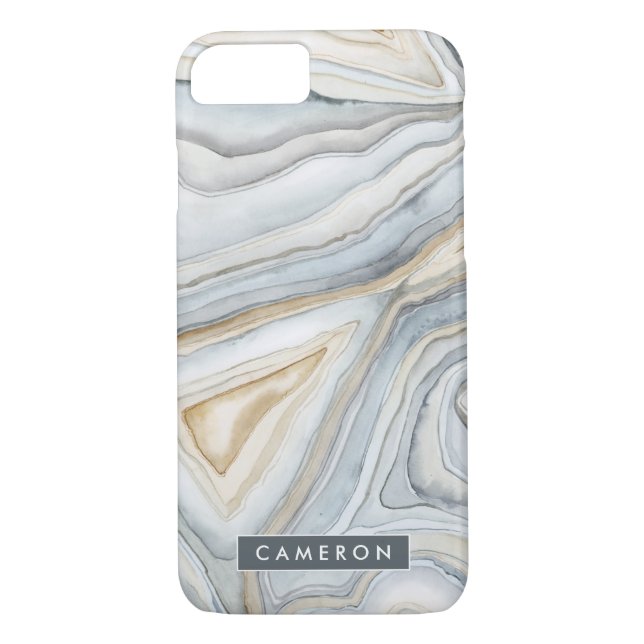 Add Your Name | Grey Marbled Abstract Design Case-Mate iPhone Case (Back)