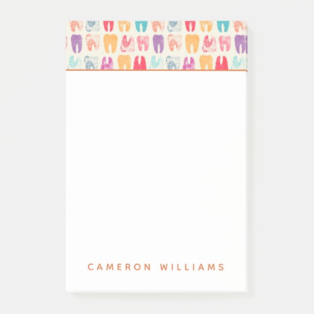 Add Your Name | Grunge Tooth Pattern Post-it Notes (Front)