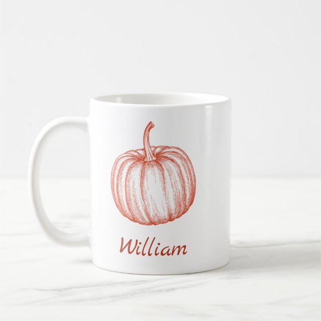 Add Your Name Halloween Fall Pumpkin Coffee Mug (Left)