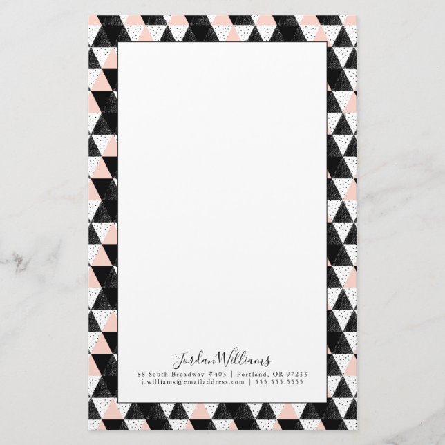 Add Your Name | Hand Drawn Triangle Geometric Stationery (Front)