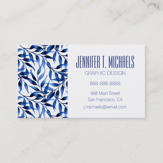 Add Your Name | Hand Painted Watercolor Ink Business Card (Front)