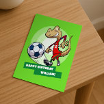 Add Your Name Happy Birthday Funny Soccer Gecko<br><div class="desc">A colourful birthday postcard for a soccer fan featuring a funny and cute gecko soccer player kicking the ball. Use "Personalise this template" to tweak the "HAPPY BIRTHDAY WILLIAM!" name or text and create a unique,  customised card.</div>