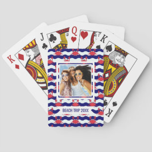 Add Your Name Happy Crabs Pattern Playing Cards