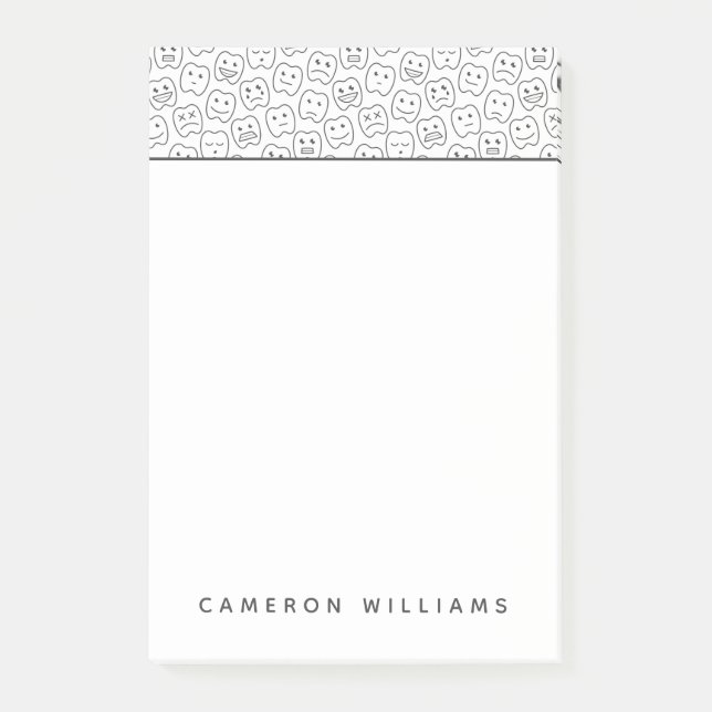 Add Your Name | Happy Teeth Pattern Post-it Notes (Front)