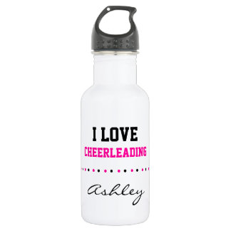 Add Your Name, I Love Cheerleading, Pink and Black 532 Ml Water Bottle