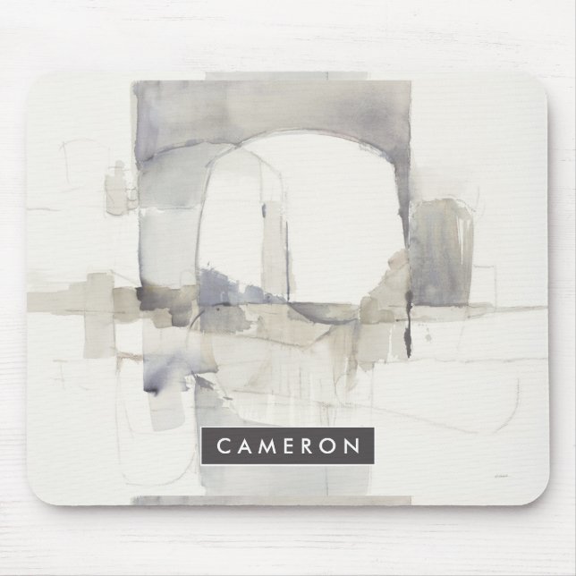 Add Your Name | Improvisation I Grey Abstract Mouse Mat (Front)
