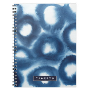 Add Your Name   Indigio Watercolor Print Circles Notebook