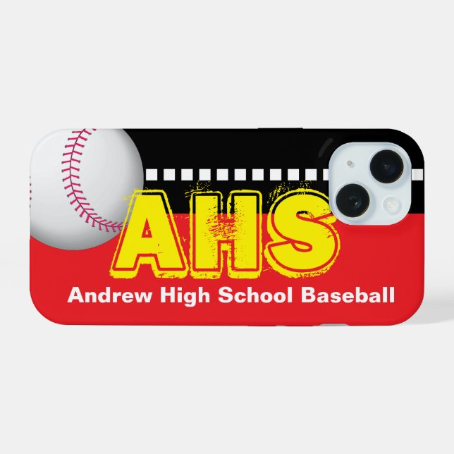 Add Your Name iPhone 15 Case Baseball (Back Horizontal)