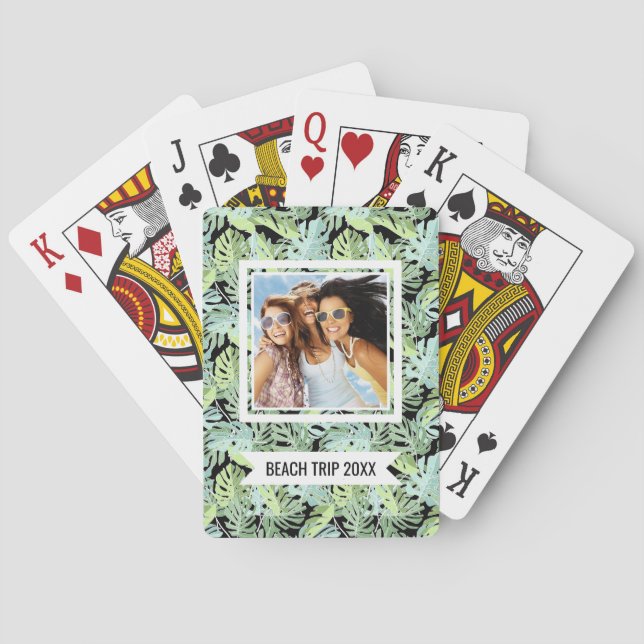 Add Your Name | Jungle Floral Pattern Playing Cards (Back)