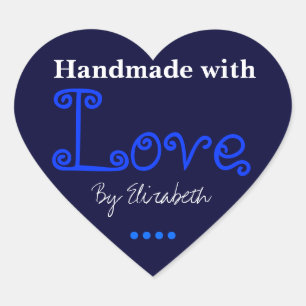 Add Your Name Made With Love Dark Blue Stickers