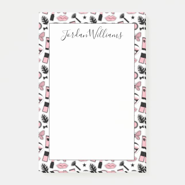 Add Your Name | Makeup Sticker Pattern Post-it Notes (Front)