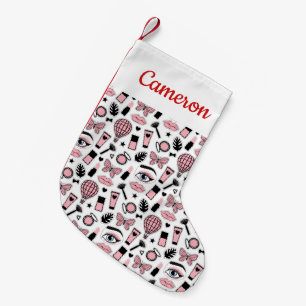 Add Your Name Makeup Sticker Pattern Small Christmas Stocking