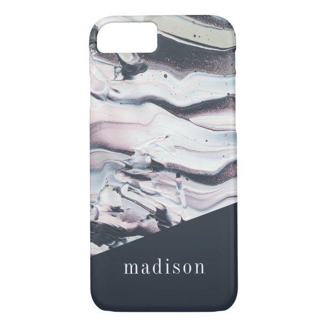 Add Your Name | Marbling V Crop Case-Mate iPhone Case (Back)