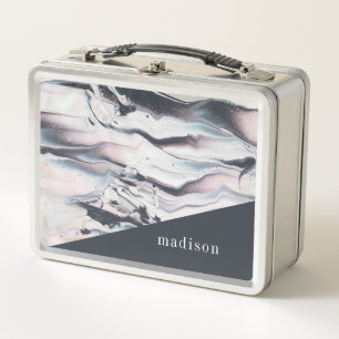 Add Your Name Marbling V Crop Metal Lunch Box