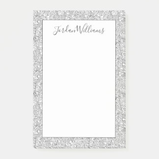 Add Your Name | Medical B&W Pattern Post-it Notes