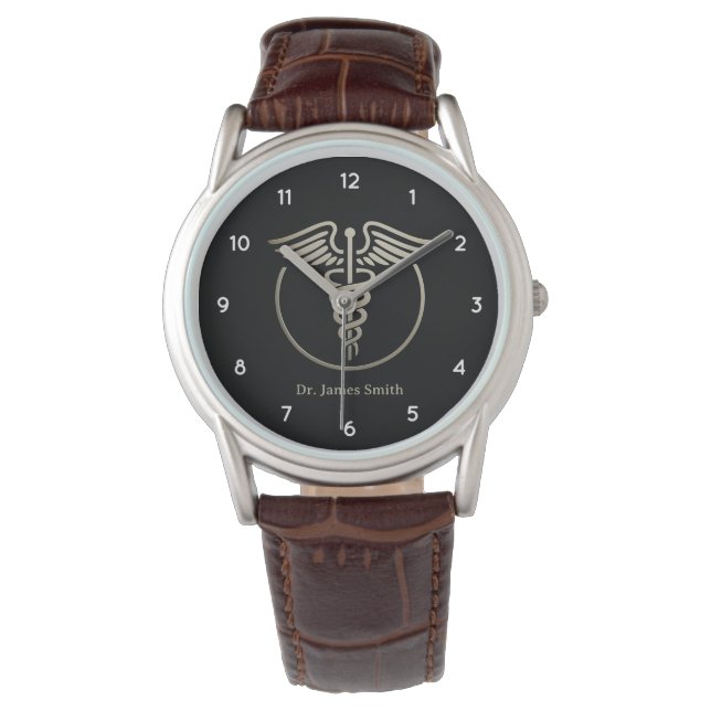 Add Your Name Medical Symbol Doctor Custom Watch (Front)