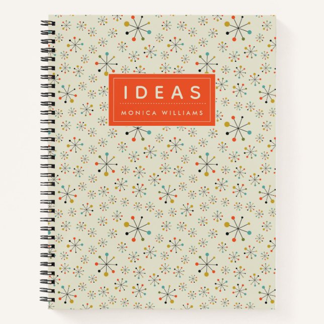 Add Your Name | Mid-Century Atomic Inspired Notebook (Front)