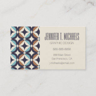Add Your Name   Mid-Century Modern Brown & Teal Business Card
