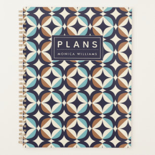 Add Your Name   Mid-Century Modern Brown & Teal Planner