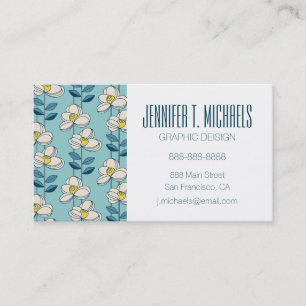 Add Your Name   Mid-Century Modern Floral Leaf Business Card