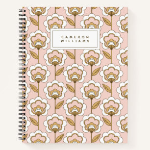 Add Your Name   Mid-Century Modern Floral Pattern Notebook