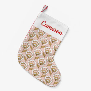 Add Your Name Mid-Century Modern Floral Pattern Small Christmas Stocking