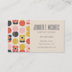 Add Your Name   Mid-Century Modern Flower Pattern Business Card