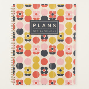Add Your Name   Mid-Century Modern Flower Pattern Planner