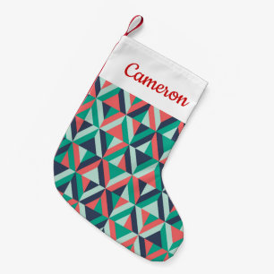 Add Your Name Mid-Century Modern Geometric Small Christmas Stocking