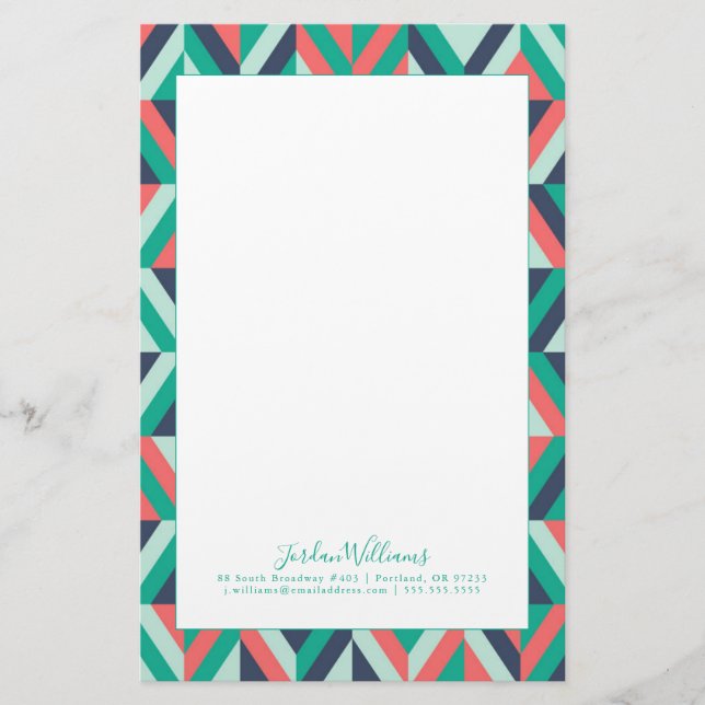 Add Your Name | Mid-Century Modern Geometric Stationery (Front)