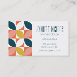 Add Your Name   Mid-Century Modern Leaf Pattern Business Card