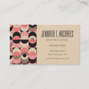 Add Your Name   Mid-Century Modern Pink Pattern Business Card
