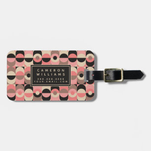 Add Your Name Mid-Century Modern Pink Pattern Luggage Tag