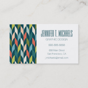 Add Your Name   Mid-Century Modern Teal & Coral Business Card