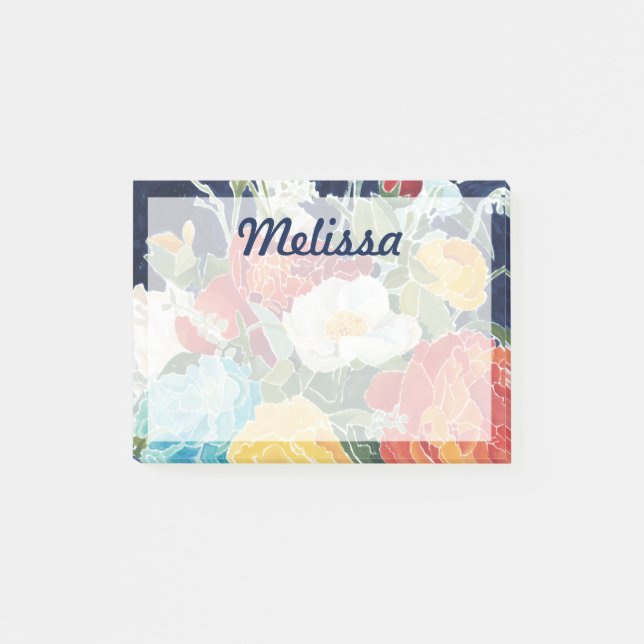 Add Your Name | Midnight Florals I Post-it Notes (Front)